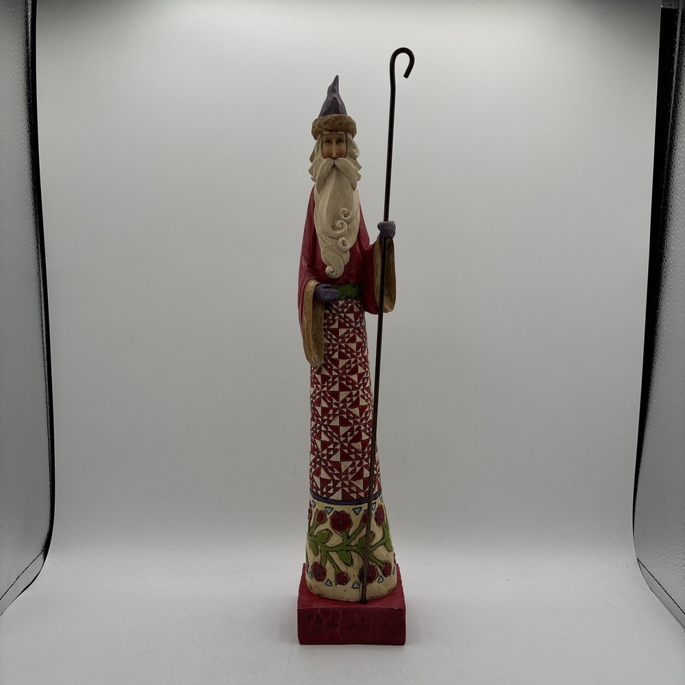 2004 Jim Shore Heartwood Creek Gathering Joy 17.5" Tall Pencil Santa Cane